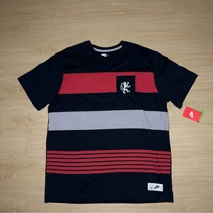 Nike Lebron James LBJ Sz 2XL Red/Black Lion Logo Striped Shirt